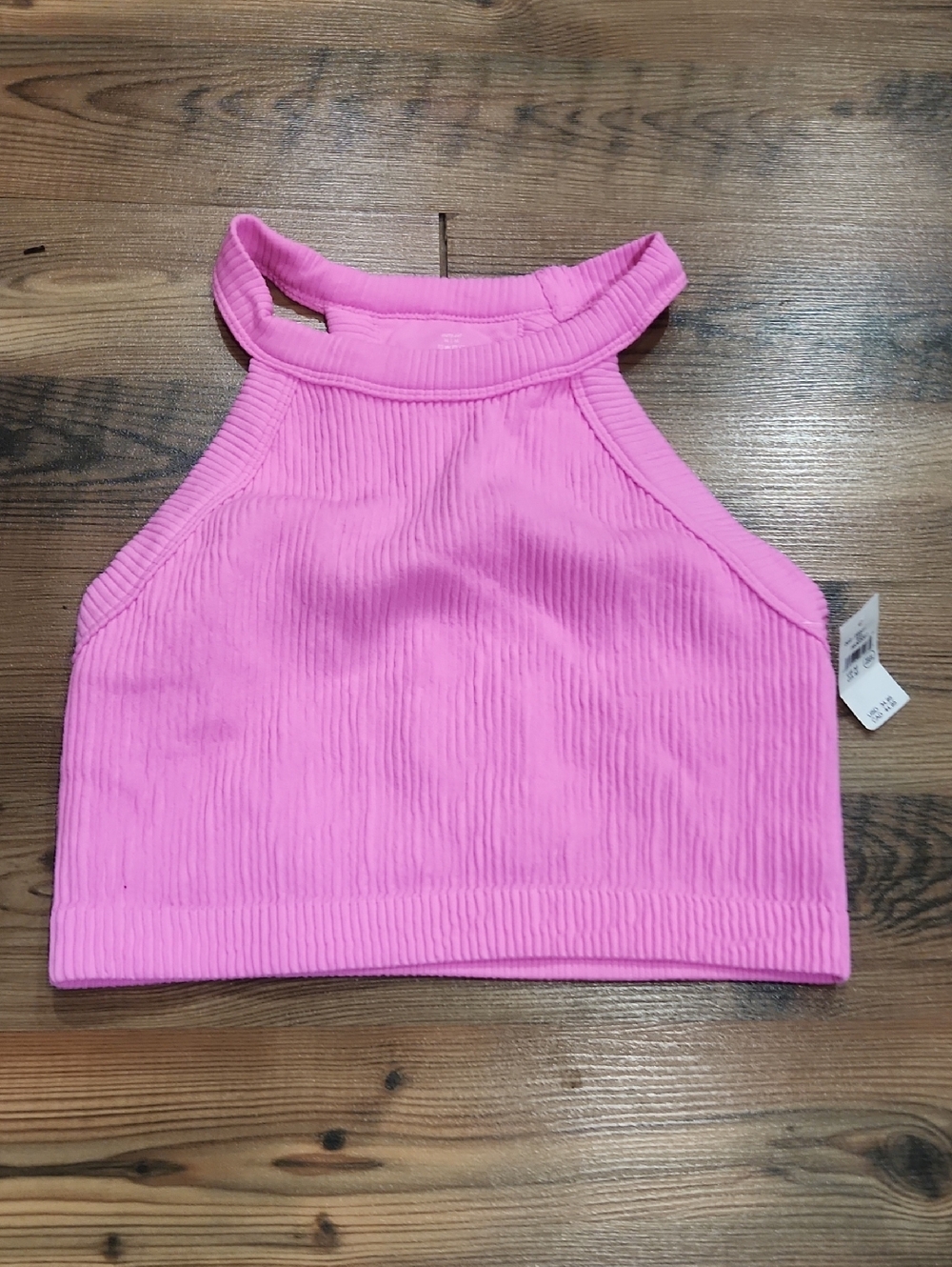 NEW Aerie High Neck Bra Lined Halter Crop Neon Sporty Boho Chic Medium Soft Airy